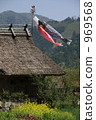 thatched roof, straw-thatched roof, carp streamer 969568