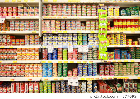 super market, supermarket, canned good 977695