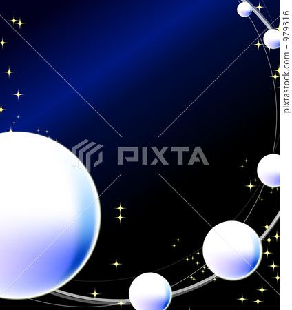 空間和藍色閃閃發光的球 979316