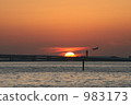 The sea surface against which the sunset hits 983173