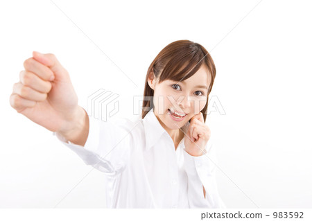 A young woman who plays guts pose A young woman who plays guts pose 983592