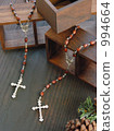 Wood grain beads antique rosary necklace 994664