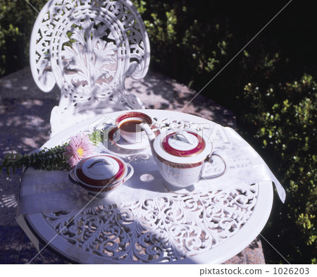 咖啡具 粉色鮮花 白色 1026203