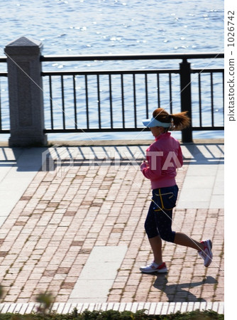 Running at the waterfront park 1026742