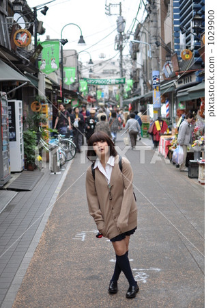 high school girl, shopping strip, student 1029900