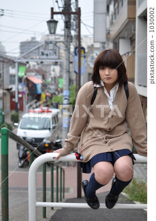 yuyake dandan, high school girl, stair 1030002