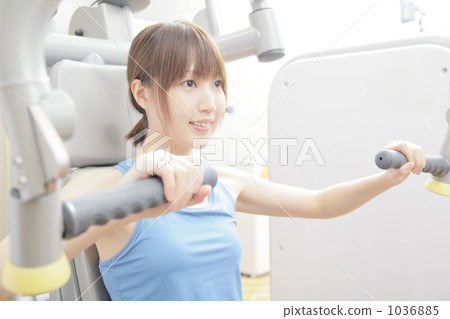 gym, one man, Young female 1036885