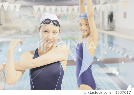 Young female, swimming, training 1037017