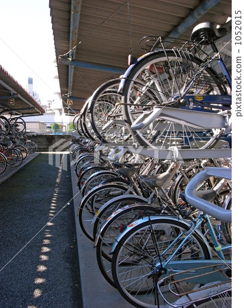 Bicycle parking lot in front of the station. It is two step type. Bicycle parking lot in front of the station. It is two step type. 1052015