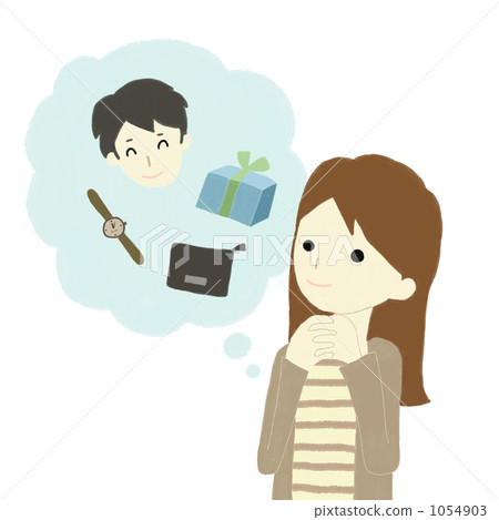 考慮女朋友的禮物的婦女 考慮女朋友的禮物的婦女 1054903