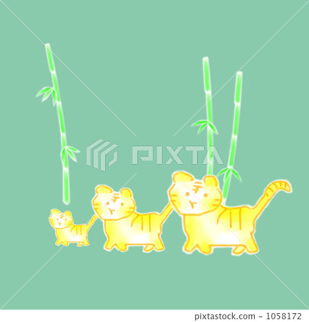 3 tigers Matcha color - Stock Illustration [1058172] - PIXTA