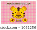 Tiger New Year's Card _ Fabric _ Horizontal · Bordery _ Pink 1061256