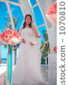 coconut palm, bride, wedding dress 1070810