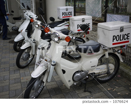 Stock Photo: scooter, motorcycle police, three things