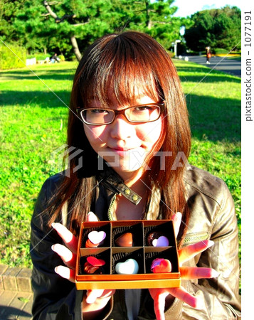 Chocolate from glasses girl Chocolate from glasses girl 1077191