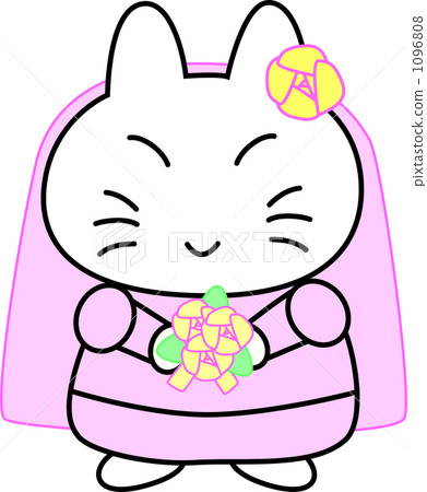這是一隻貓的Tama婚紗的插圖。 1096808
