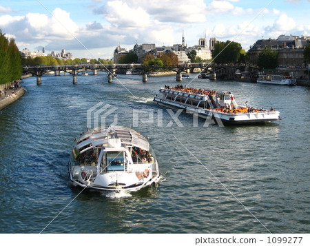 Cruise ship goes the Seine river Cruise ship goes the Seine river 1099277