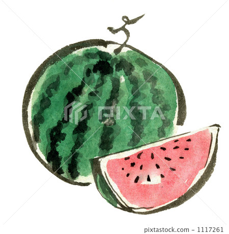 Watermelon Of Ink Painting Stock Illustration