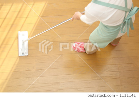 Women who mop (wax) on flooring 1 1131141