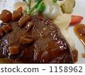 Beef fillet meat poured with seasonal vegetables Beef fillet meat poured with seasonal vegetables 1158962