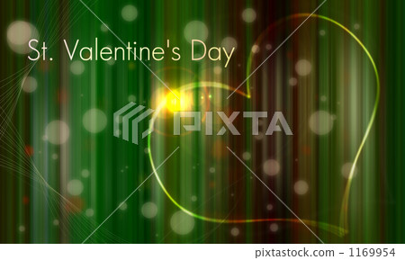 White ball and blurry heart Green background Back with Valentine's letter 1169954