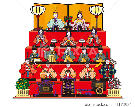 三個宮女 雛人形娃娃 皇帝和皇后節日娃娃 1173924