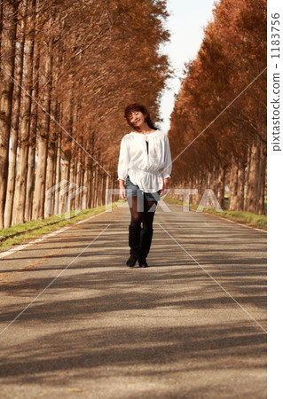 avenue, tree-lined road, female 1183756
