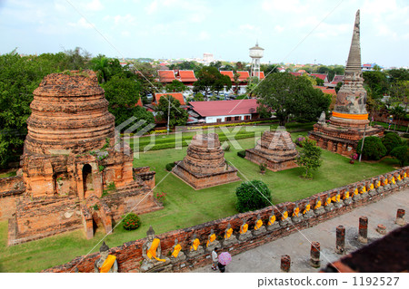 Thailand Ayutthaya: Look down from the pagoda of Wat Yai Chai Mongkon Thailand Ayutthaya: Look down from the pagoda of Wat Yai Chai Mongkon 1192527