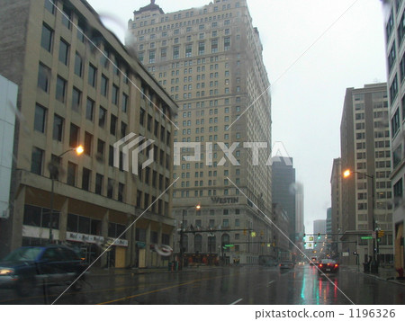 At the downtown of Detroit's rain 1196326