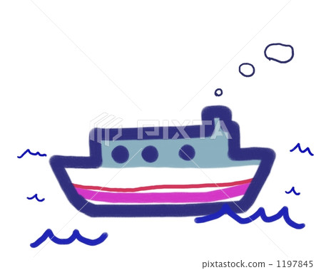 A cute illustration material of a ship (stripe). A cute illustration material of a ship (stripe). 1197845
