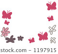 蝴蝶和花的例證。簡單而少女的框架材料。 1197915