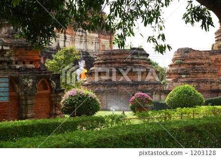 Thailand Ayutthaya: Near the entrance of Wat Yai Chai Mongkon Thailand Ayutthaya: Near the entrance of Wat Yai Chai Mongkon 1203128