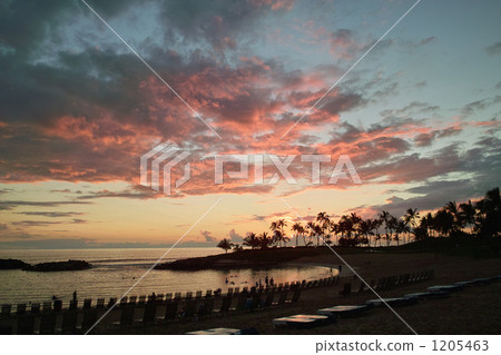 hawaii, sunset, sandy beach 1205463