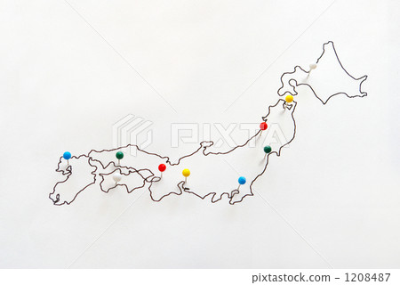 Japan map marked with pins Japan map marked with pins 1208487
