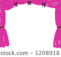 粉色窗簾框架材料。簡單和少女插圖。 1208918