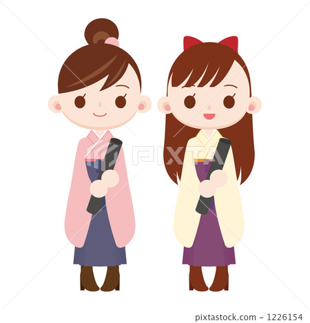 Girls wearing hakama Graduation ceremony 2 people 1226154