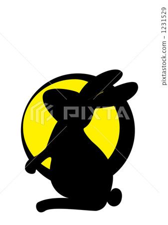 Black rabbit Japanese style moon view version large 1231529