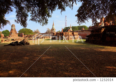 The shade of the ruins of Ayutthaya Wat Phra Mahathat, Thailand 1232014