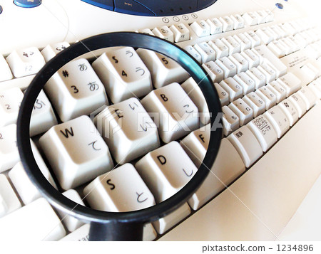 magnifier, magnifying glass, keyboard 1234896