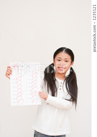 Girl showing 100 tests 1235121