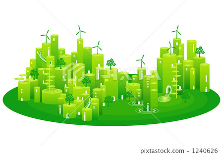 Eco Cho City Street Environmental Wallpaper Stock Illustration