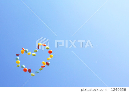 Colorful soft candy that I threw to the blue sky 1 1249656