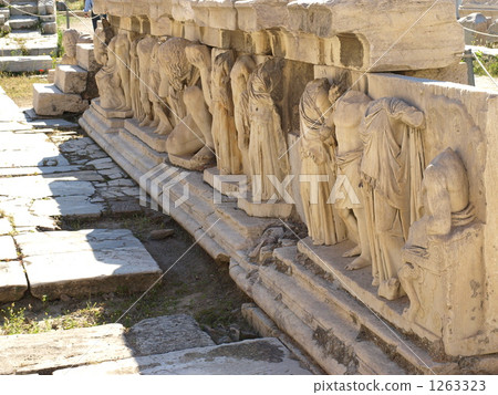 "Sculpture statue" of "Dionysos Theater" of World Heritage "Acropolis of Athens" (Greece) 1263323