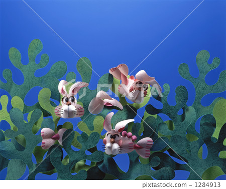 3d illustration, paper craft, bunny 1284913