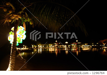 Night view of pool resort in Cebu Island Night view of pool resort in Cebu Island 1296764