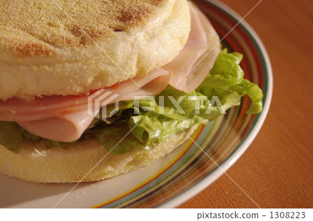 muffin, ham, breakfast 1308223