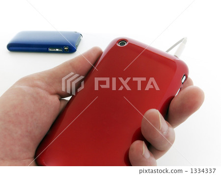 MP3 player with hand with red 1334337