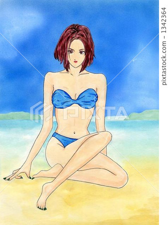 figure in a swimsuit, fullbody, female 1342364