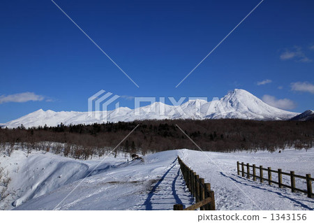 Shiretoko mountain range in winter 1343156