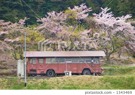 春天廢棄的公交車 1343469